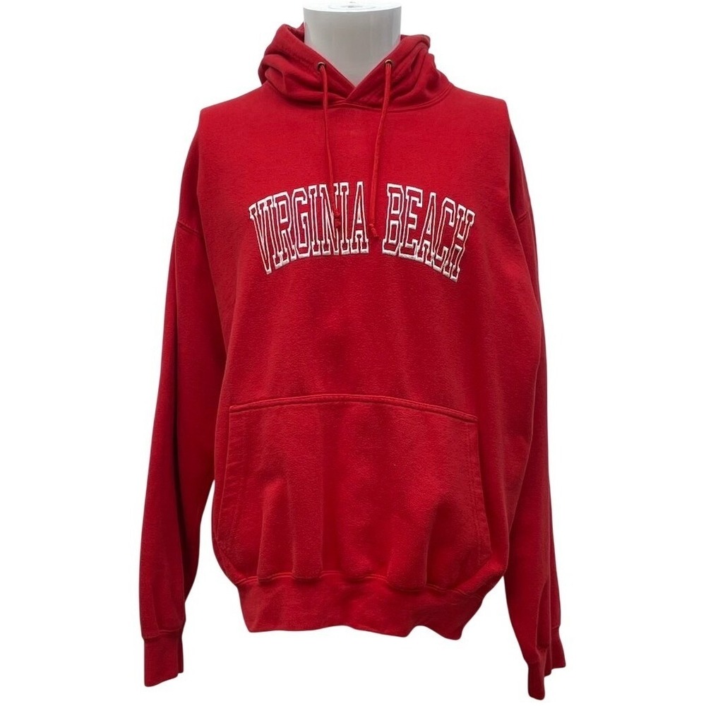 ESY Surf Co Virginia Beach Hoodie Mens Large Red Graphic Patch Sweatshirt‎